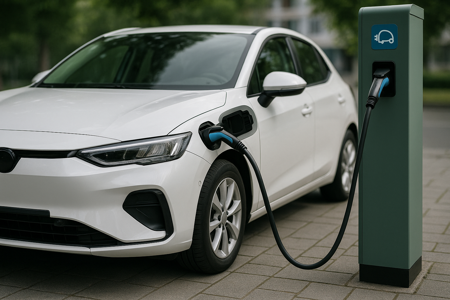 Elektroauto-Ankauf Titelbild - Modernes Elektrofahrzeug mit Ladestation